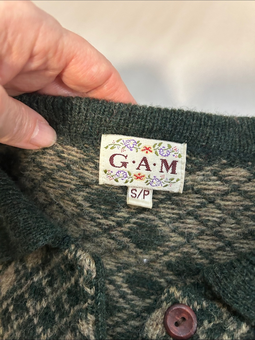 Vintage G.A.M Nordic Cottagecore Print Wool Cardigan Sweater - Picture 2 of 12